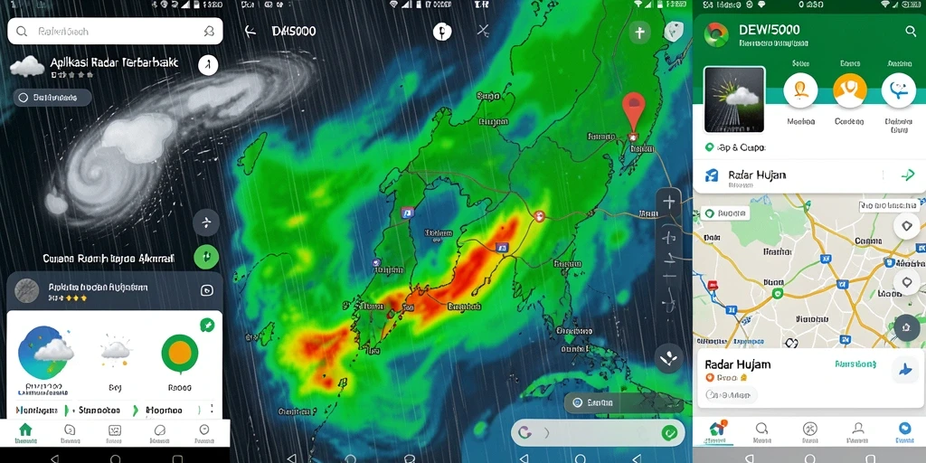 Antarmuka DEWI5000 menampilkan peta radar hujan yang informatif dan jelas.