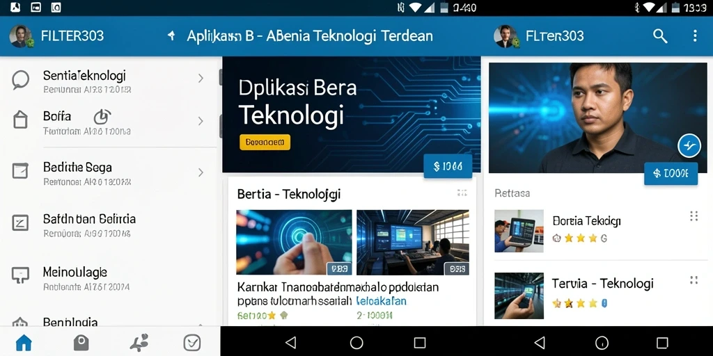 Antarmuka FILTER303 dengan tampilan berita teknologi terbaru.