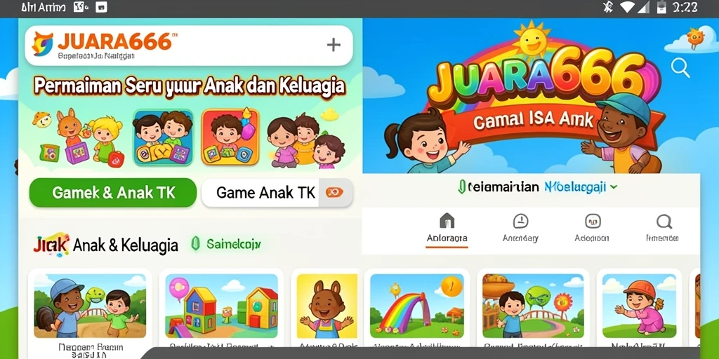 Tampilan antarmuka JUARA666 yang cerah dan menarik untuk anak-anak.