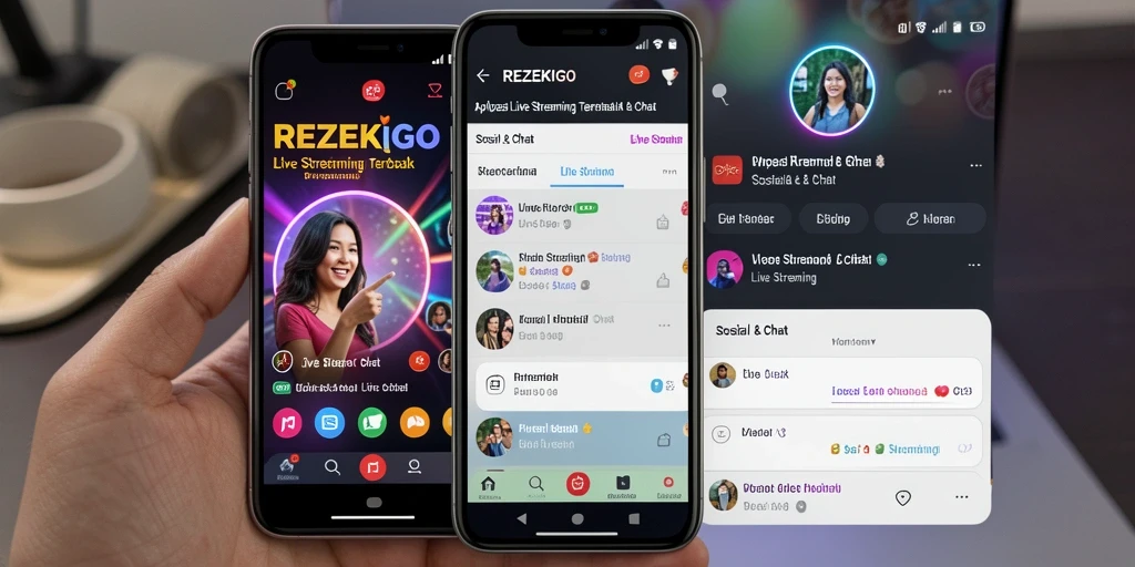 Antarmuka utama aplikasi REZEKIGO yang menunjukkan fungsi Live Streaming.